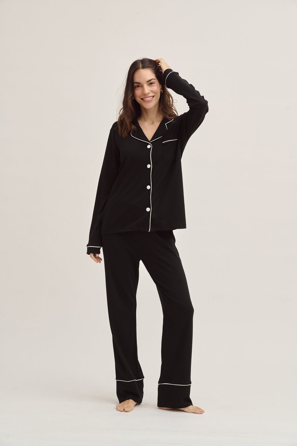 Pima Cotton Pajama Set - Forever Black - Shop Avnu