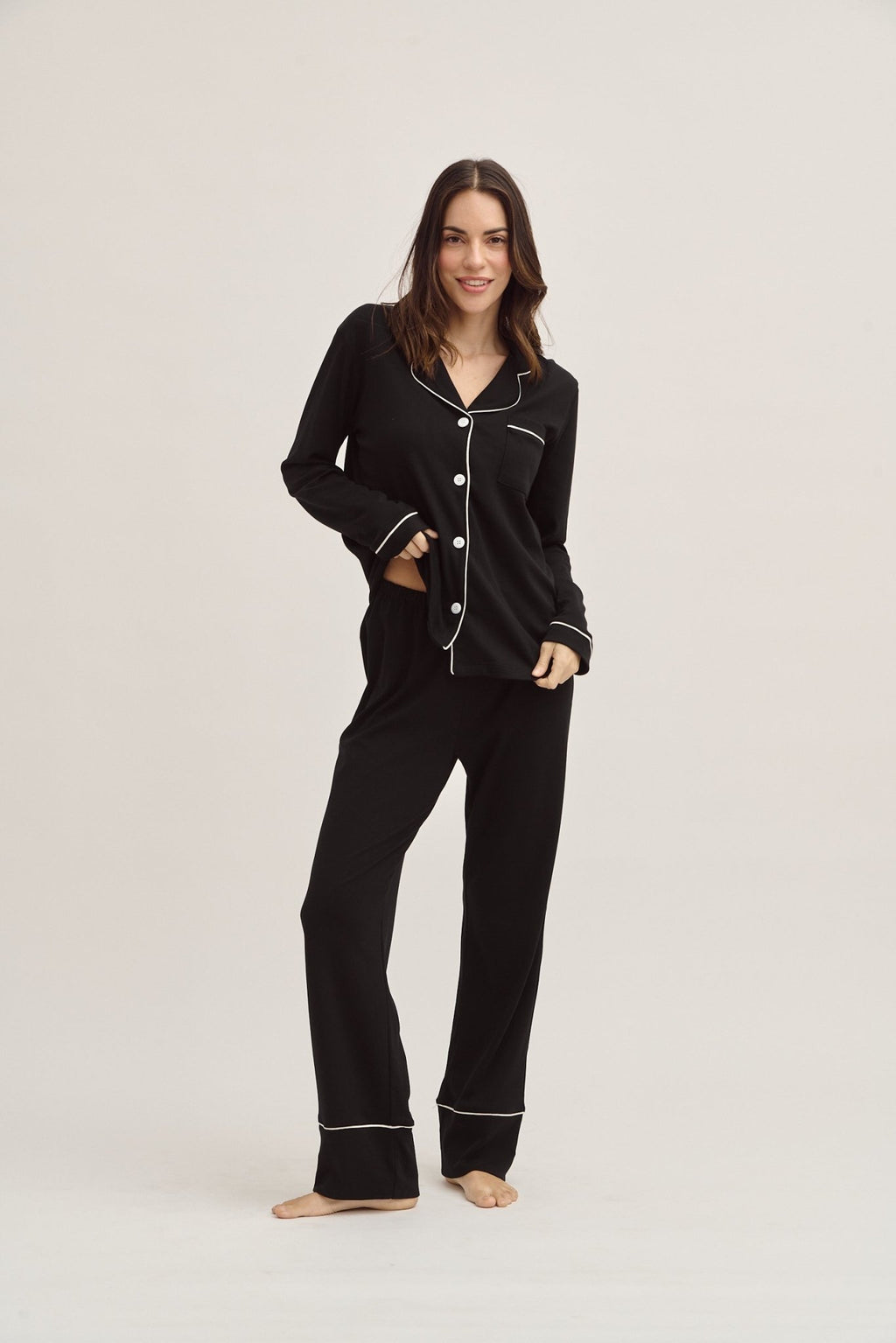 Pima Cotton Pajama Set - Forever Black - Shop Avnu