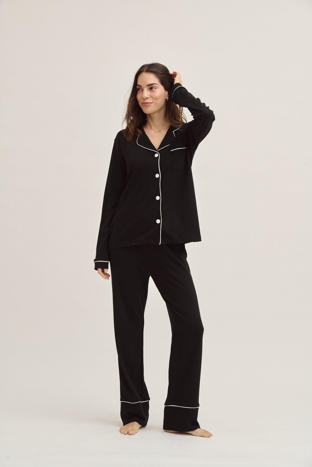 Pima Cotton Pajama Set - Forever Black - Shop Avnu