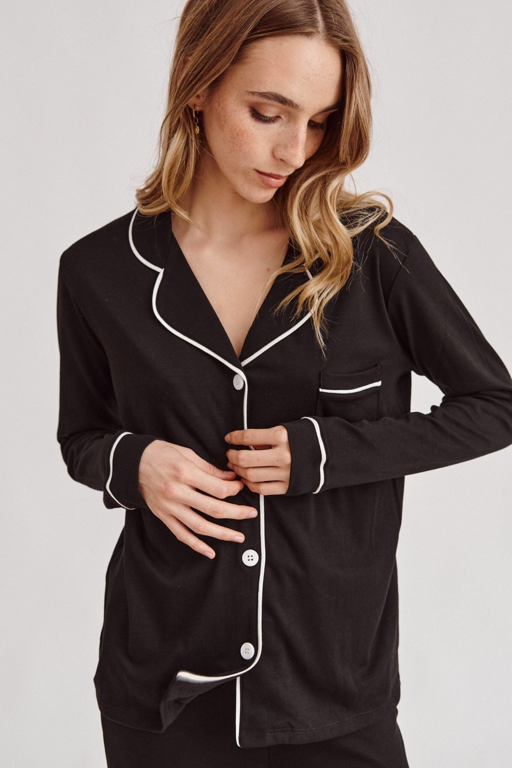 Pima Cotton Pajama Set - Forever Black - Shop Avnu