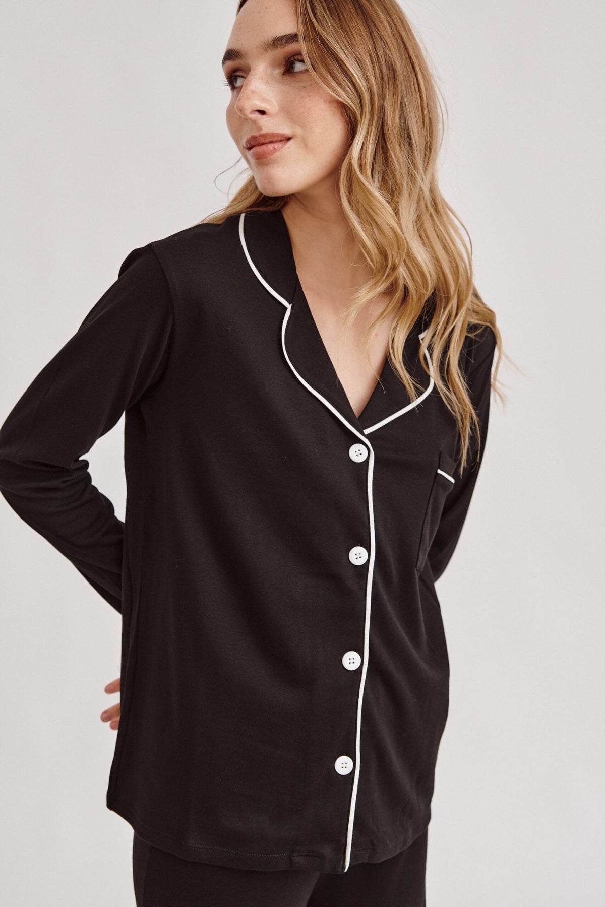 Pima Cotton Pajama Set - Forever Black - Shop Avnu