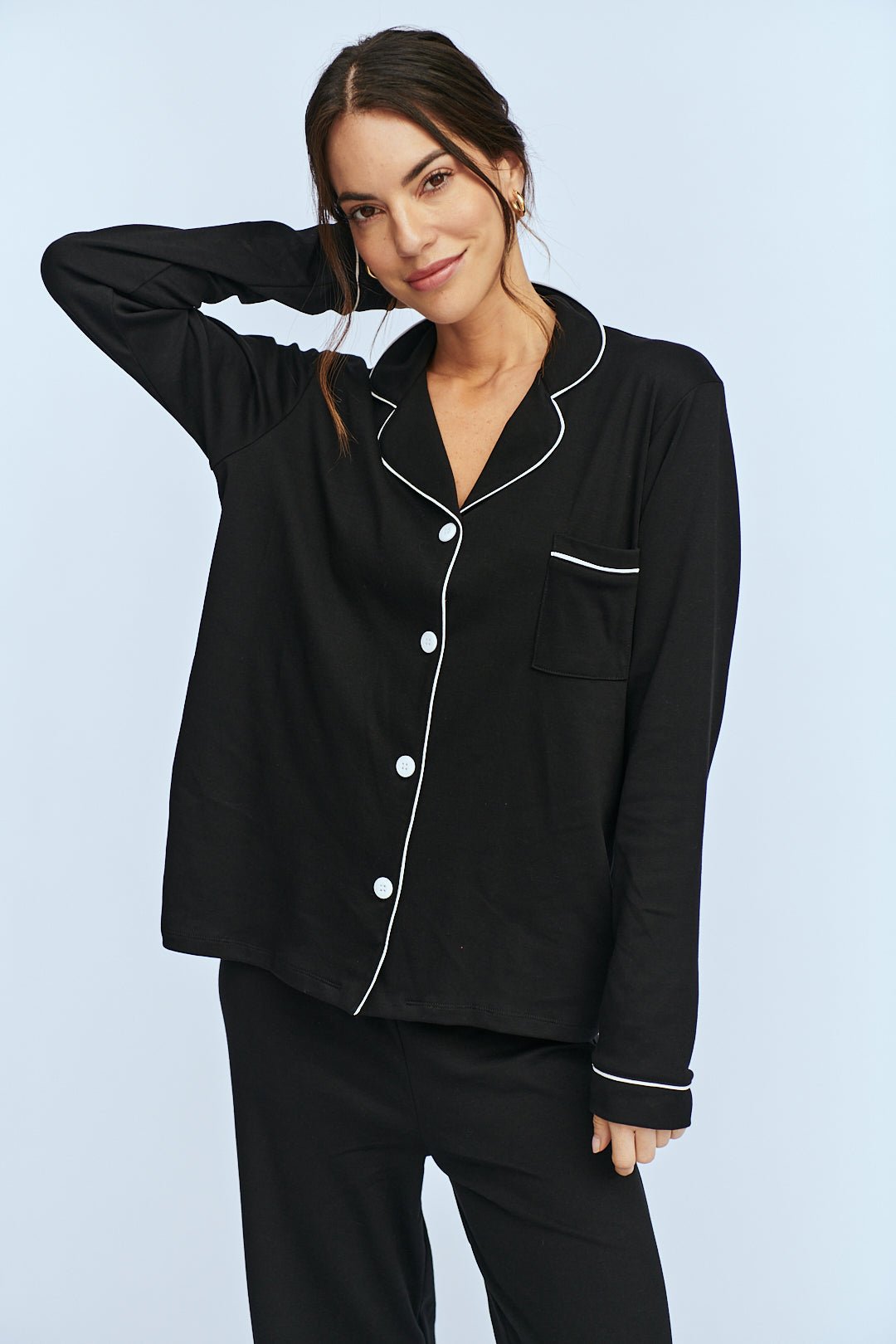Pima Cotton Pajama Set - Forever Black - Shop Avnu