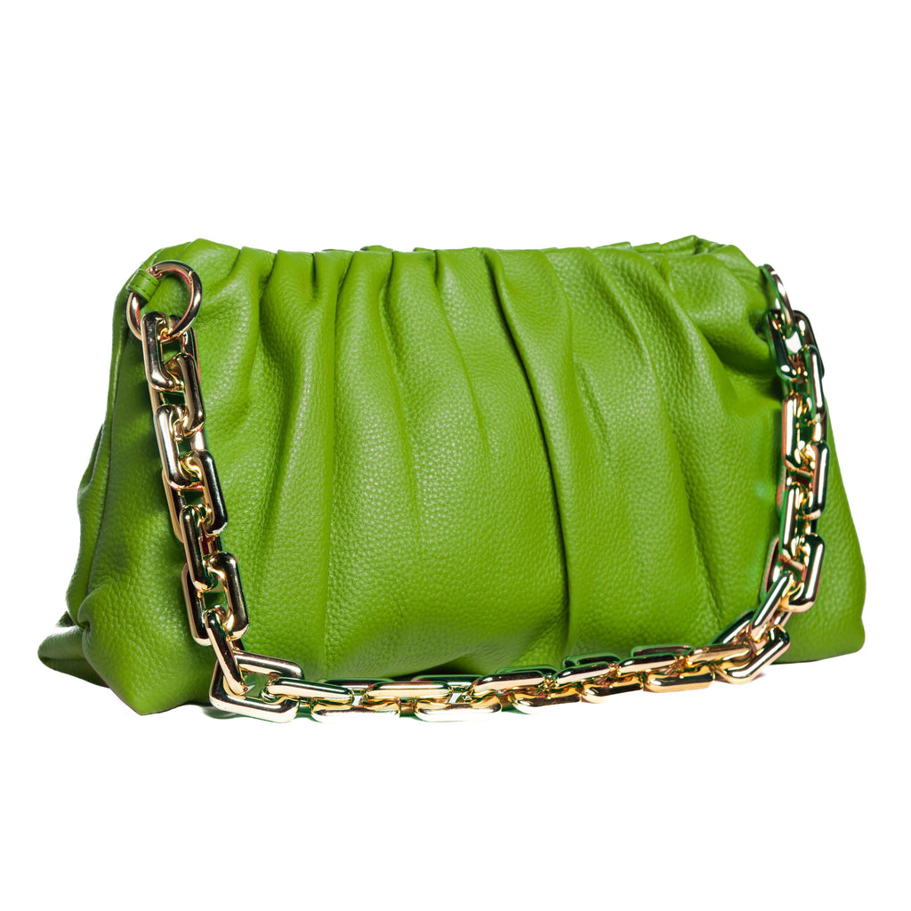 Leather Bag, Clutch Bag with Chain - MiamiLeathers