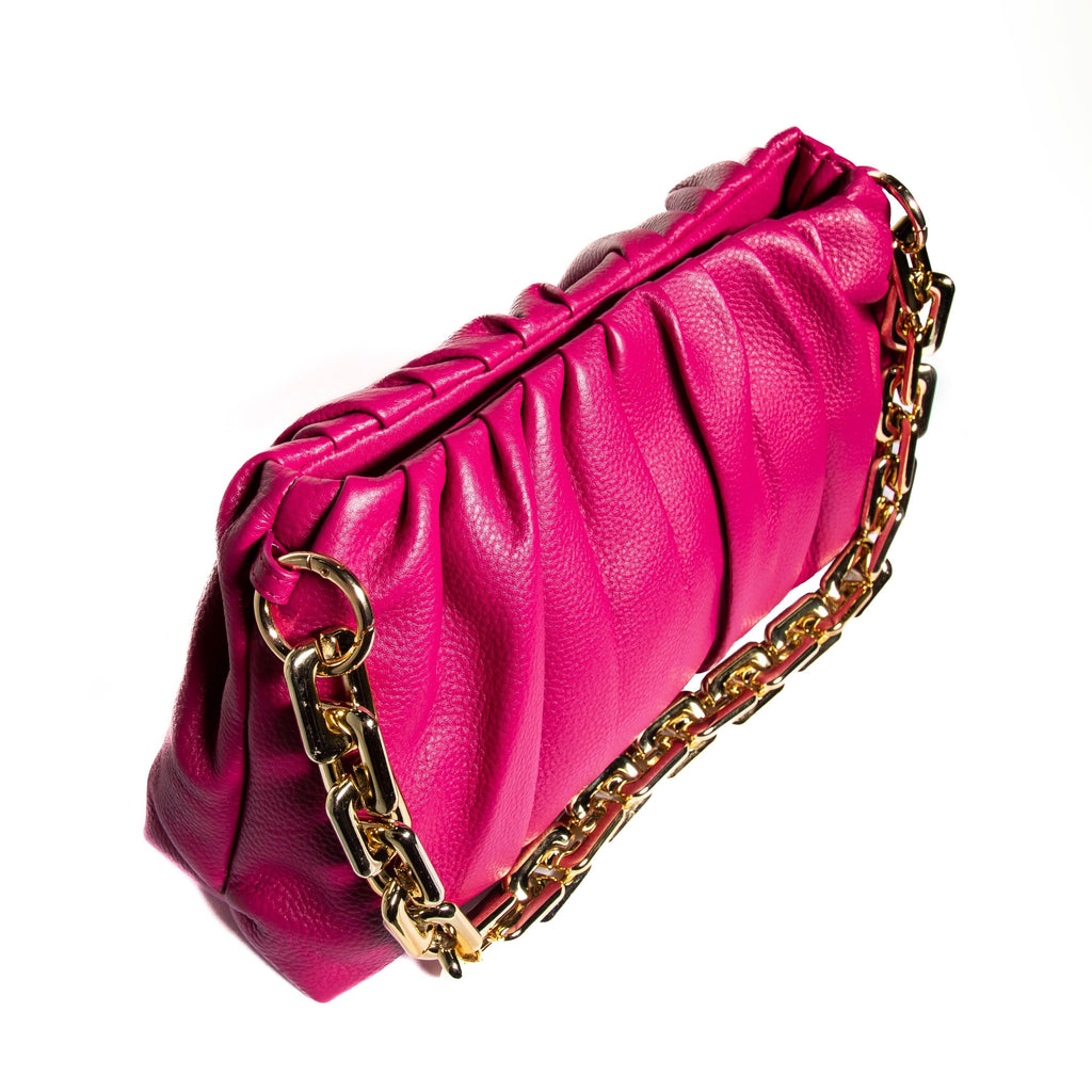 Leather Bag, Clutch Bag with Chain - MiamiLeathers