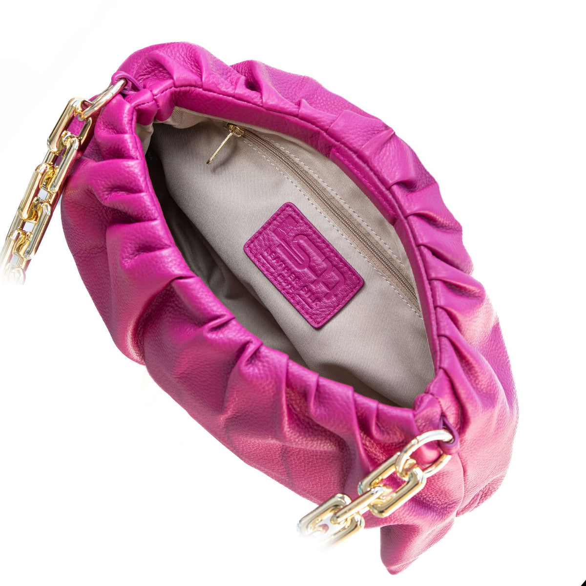 Leather Bag, Clutch Bag with Chain - MiamiLeathers