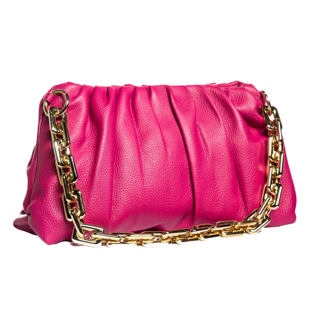 Leather Bag, Clutch Bag with Chain - MiamiLeathers