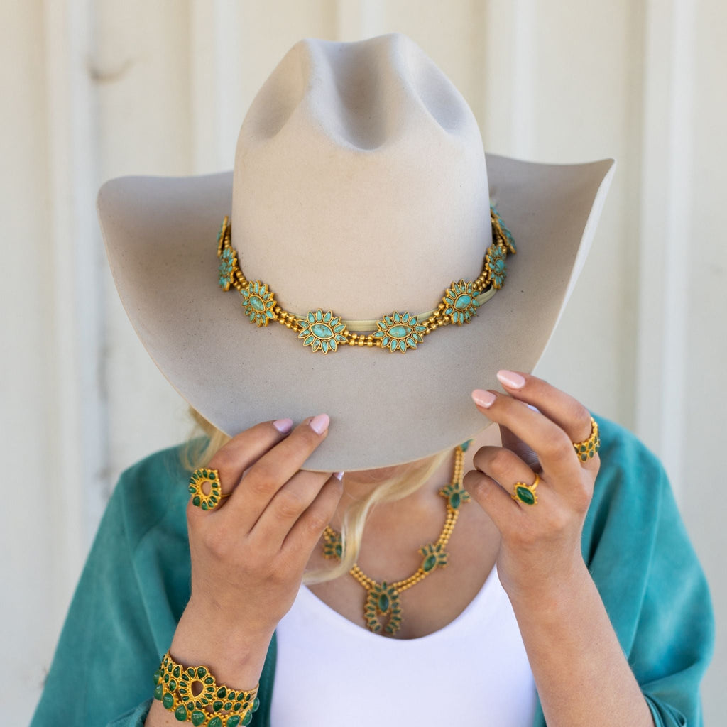 Squash Blossom Hat Band - Turquoise - Shop Avnu