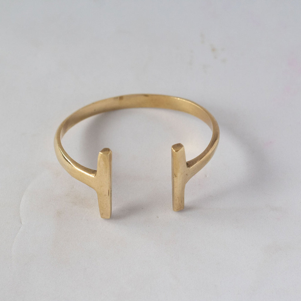 Double T Wrap Around Cuff Bracelet in Brass - Simba
