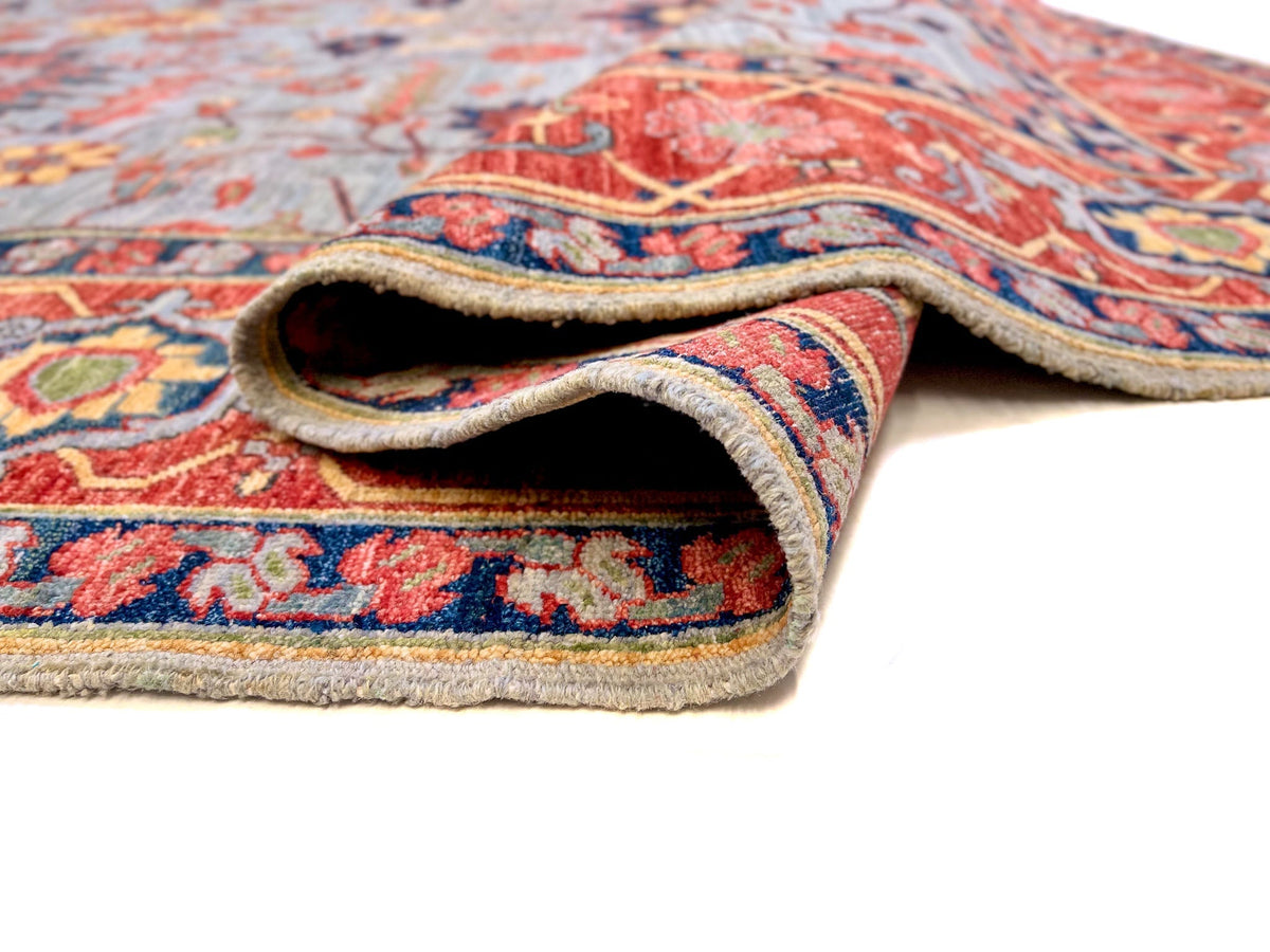 Afgahn Heriz (10'02"x14'00") lt.blue/red