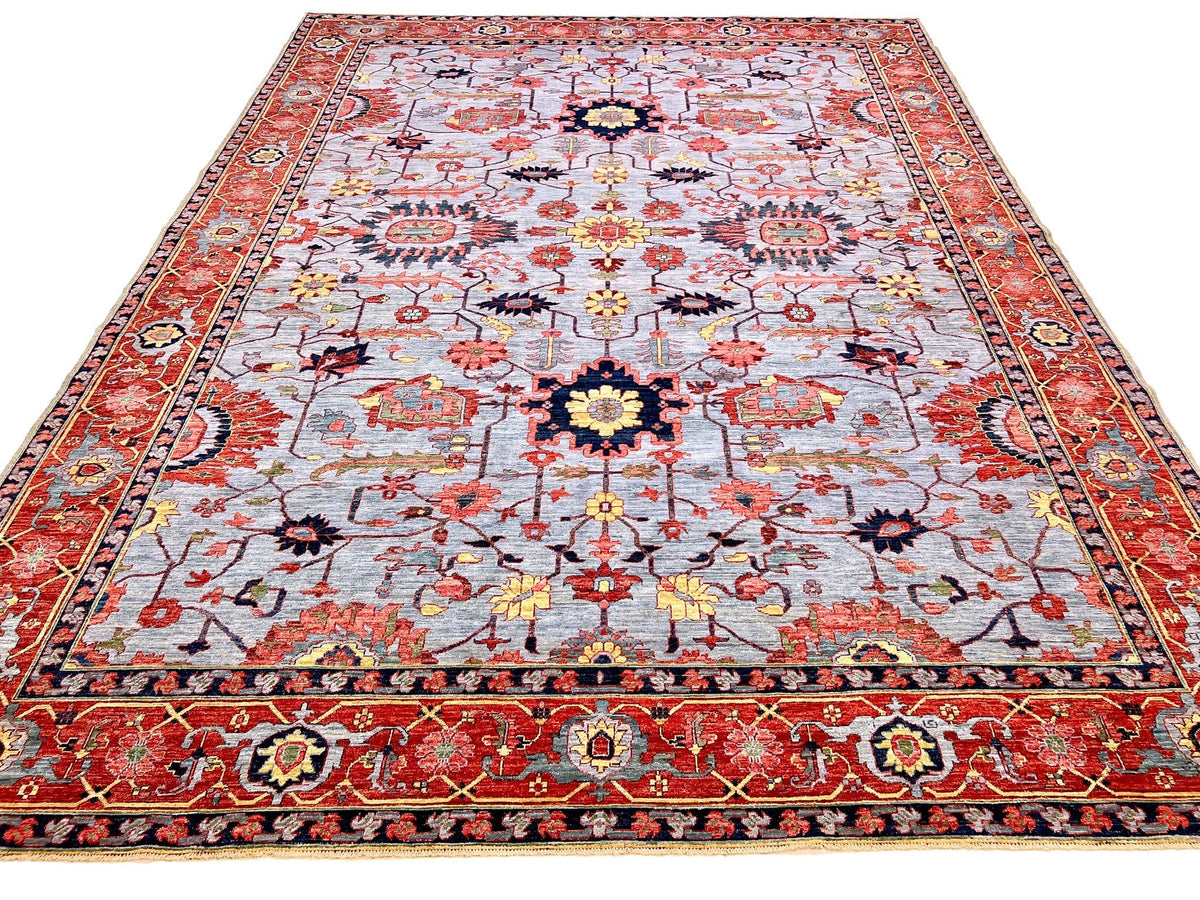 Afgahn Heriz (10'02"x14'00") lt.blue/red