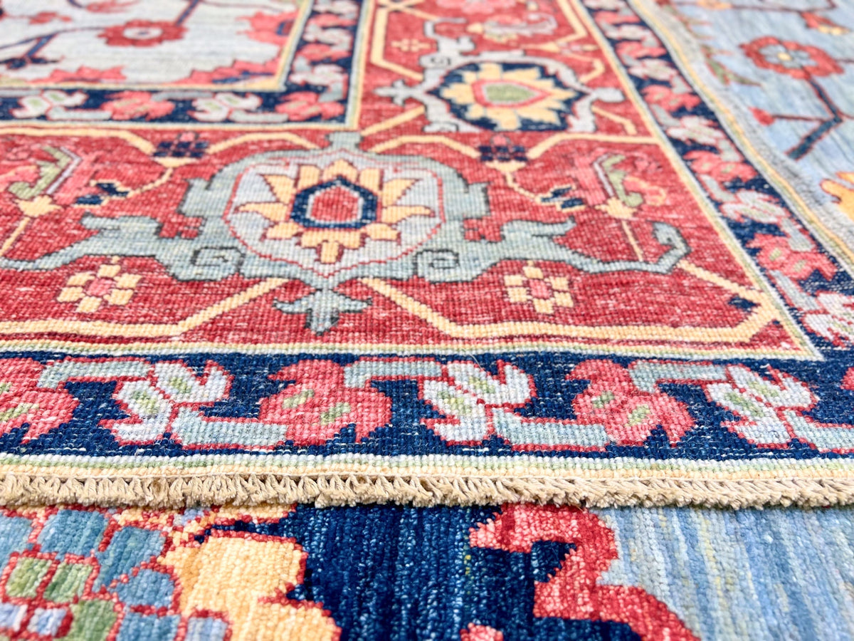 Afgahn Heriz (10'02"x14'00") lt.blue/red
