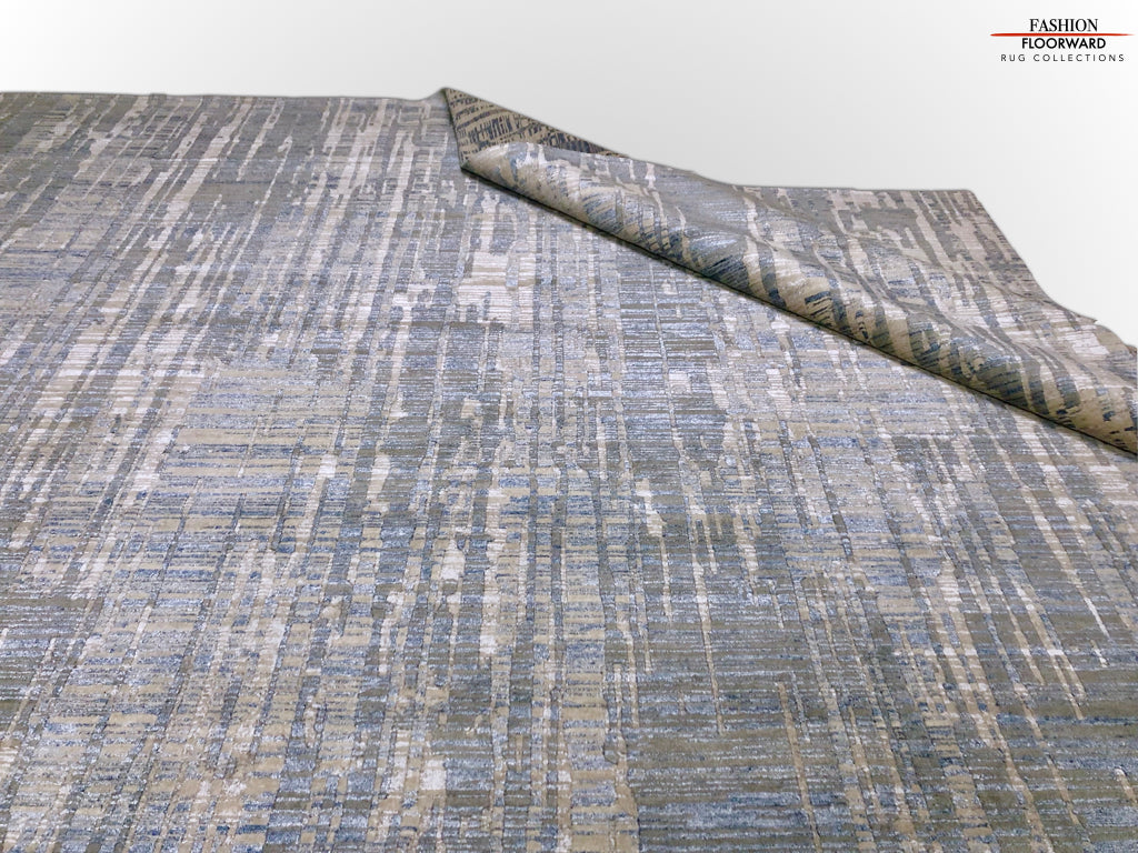 Carved, Contemporary Tibetan-Style 12x15 (blue/gray)