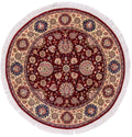 Indo-Tabriz dkred/ivory 4' Round
