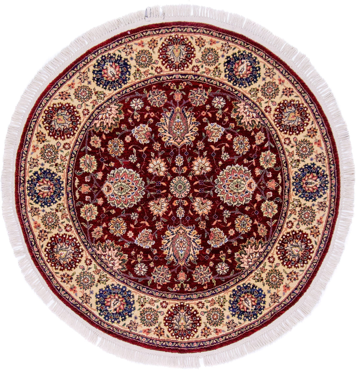 Indo-Tabriz dkred/ivory 4' Round