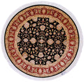 Indo-Tabriz Wool & Silk blk/dkred 4' round