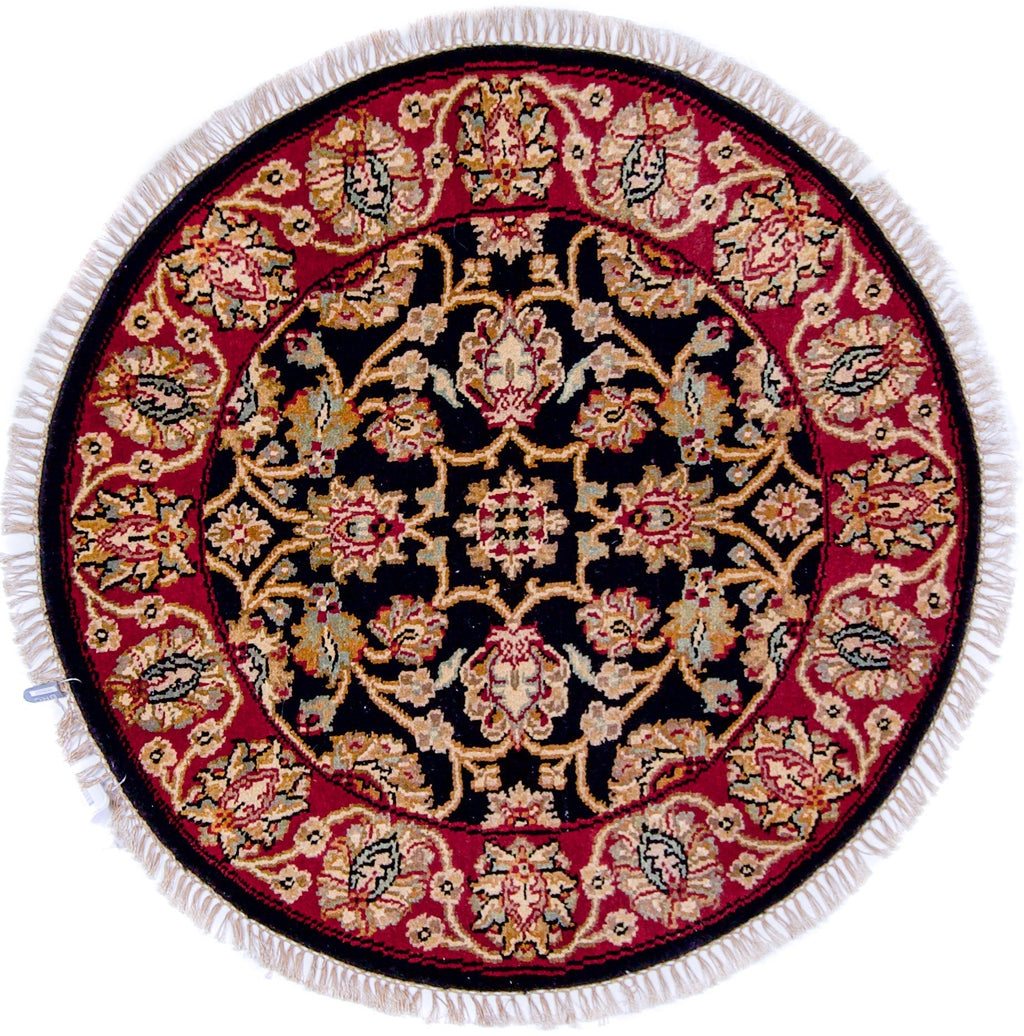 Indo-Tabriz blk/dkred 3' Round