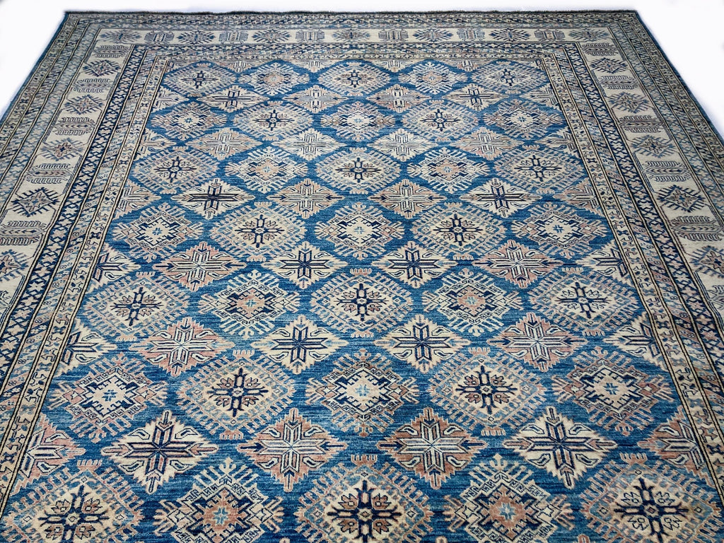 Antique Washed Super Kazak (10'06"x13'08") blue/ivory
