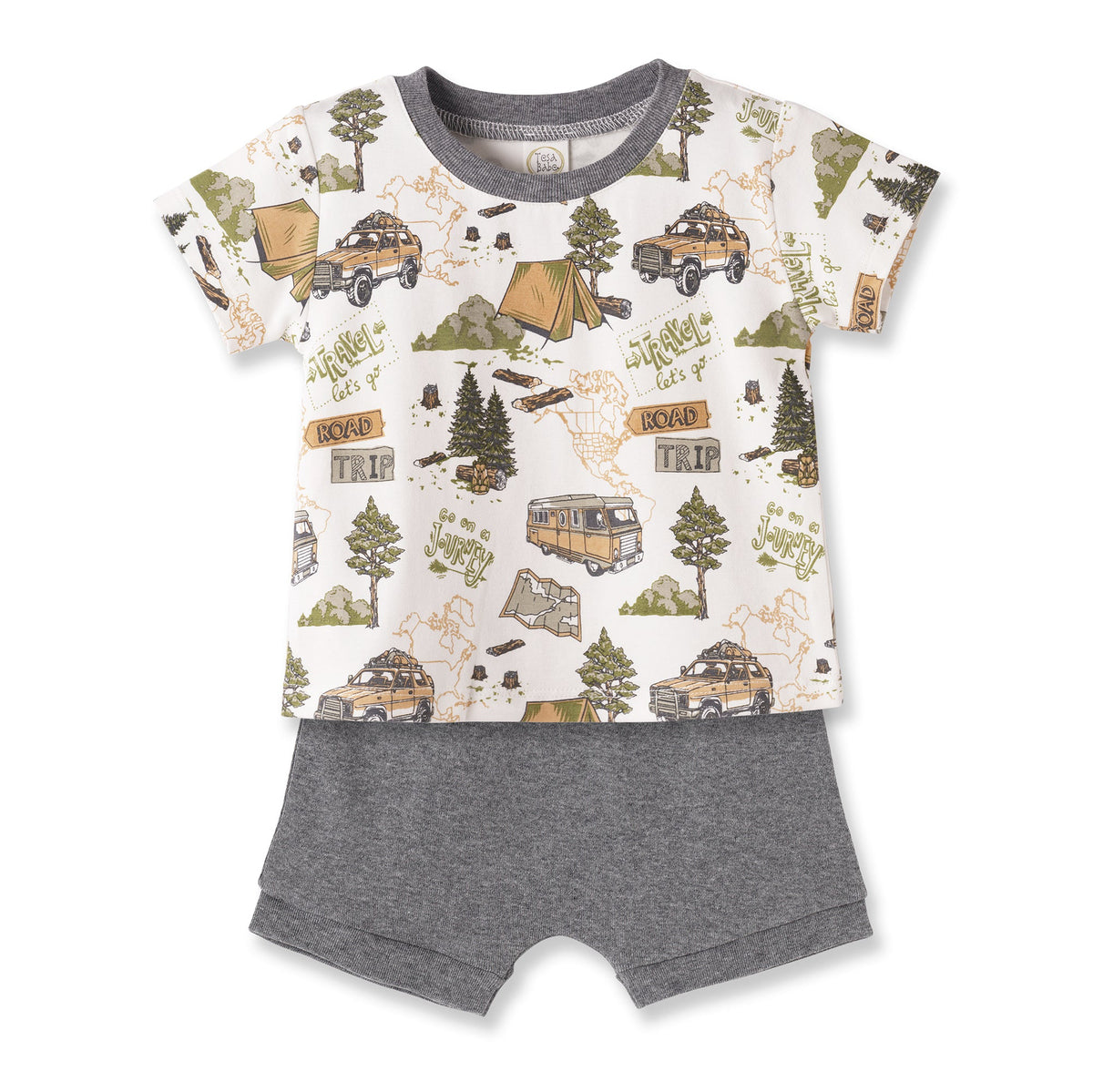 Trailblazer Bamboo T-Shirt & Cotton Shorts Set for Boys - Shop Avnu