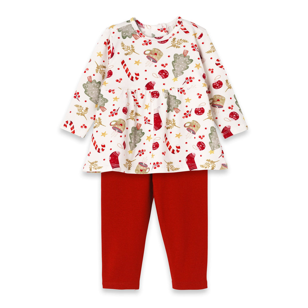 Girls' Christmas Tunic Set – Bamboo Holiday Outfit Set - Shop Avnu