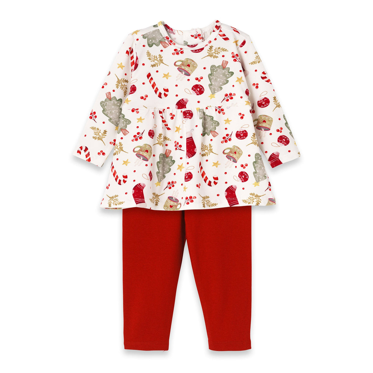 Girls' Christmas Tunic Set – Bamboo Holiday Outfit Set - Shop Avnu