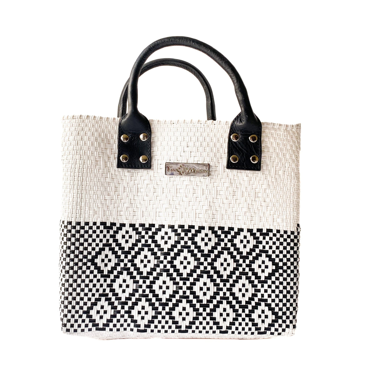 Tin Marin White Large Woven Crossbody Bag - Tan Leather