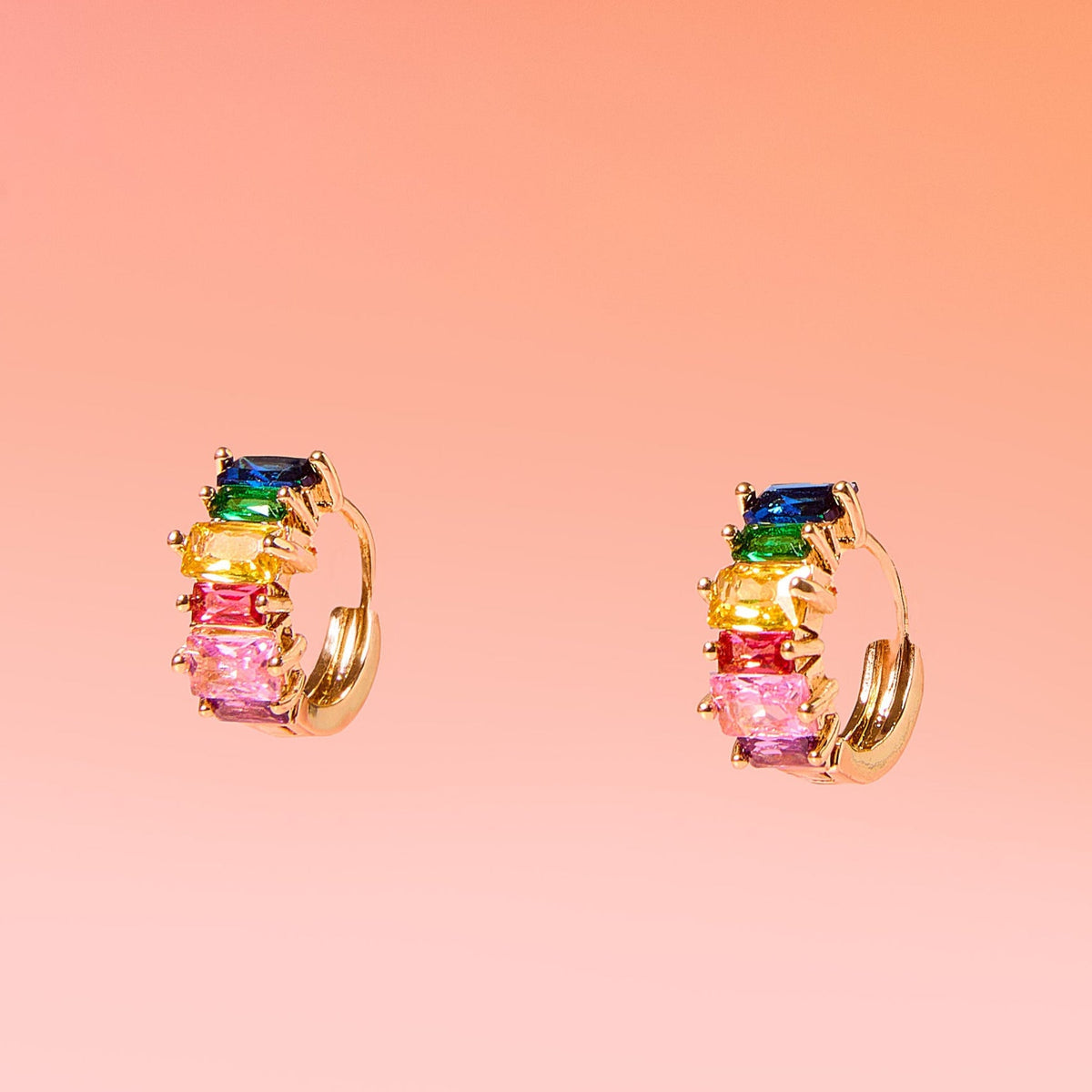 Dainty Huggie Hoop Multicolor 18k Gold Plated Hoop