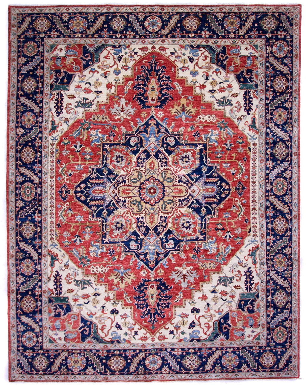 Serapi (9'00"x11'07") red/ivory/navy