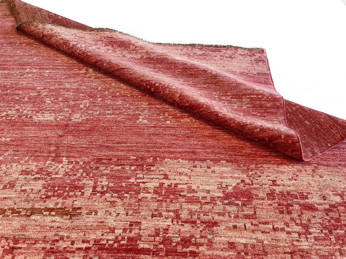 Modern Afghan Gabbeh (9'01"x11'10") coral
