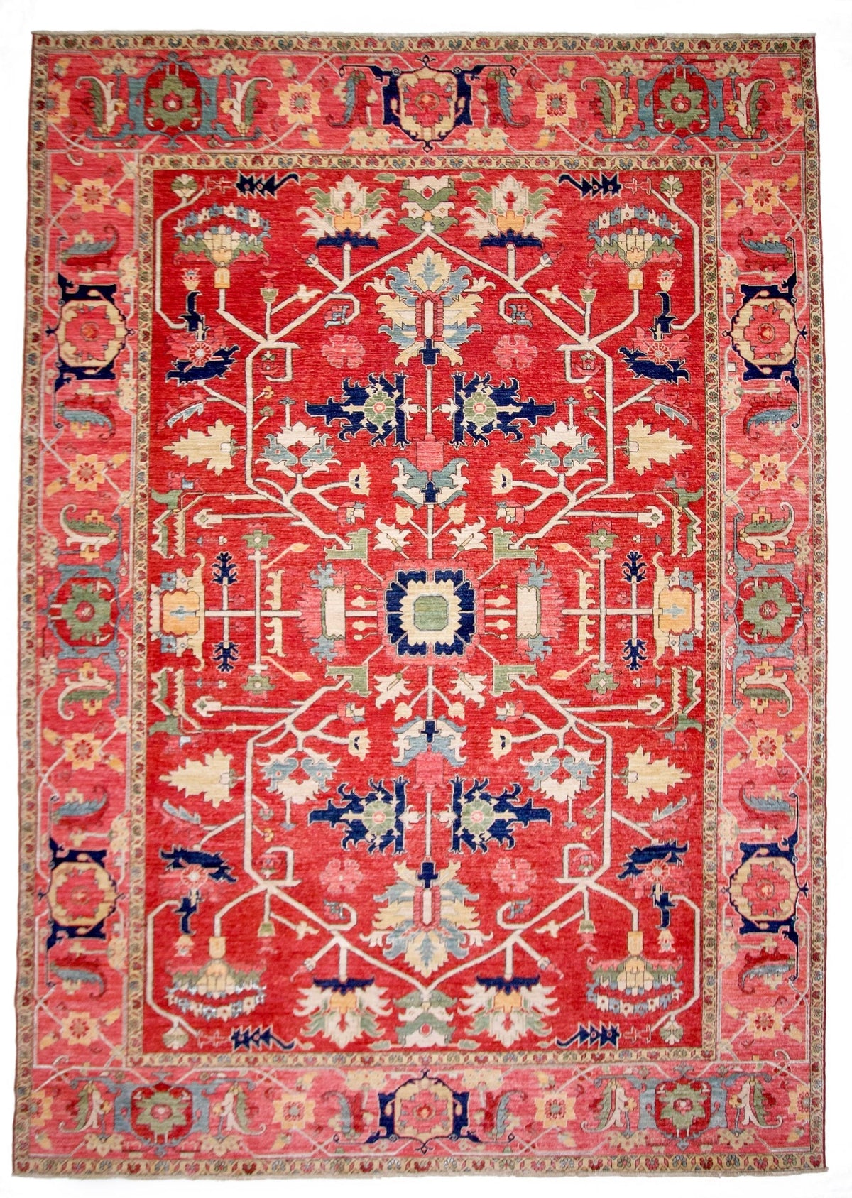 Afghan Heriz (9'01"x12'09") red/rose