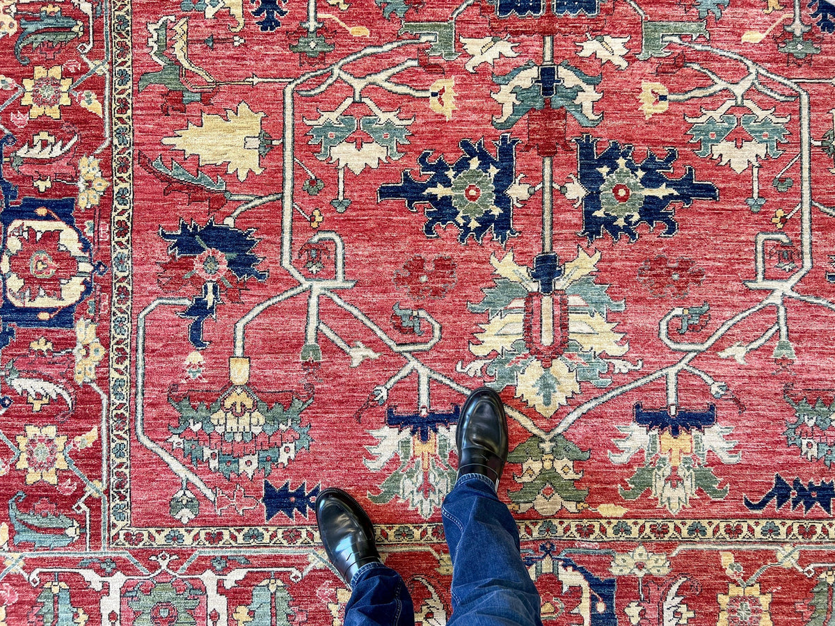 Afghan Heriz (8'00"x10'00") lt.red/red