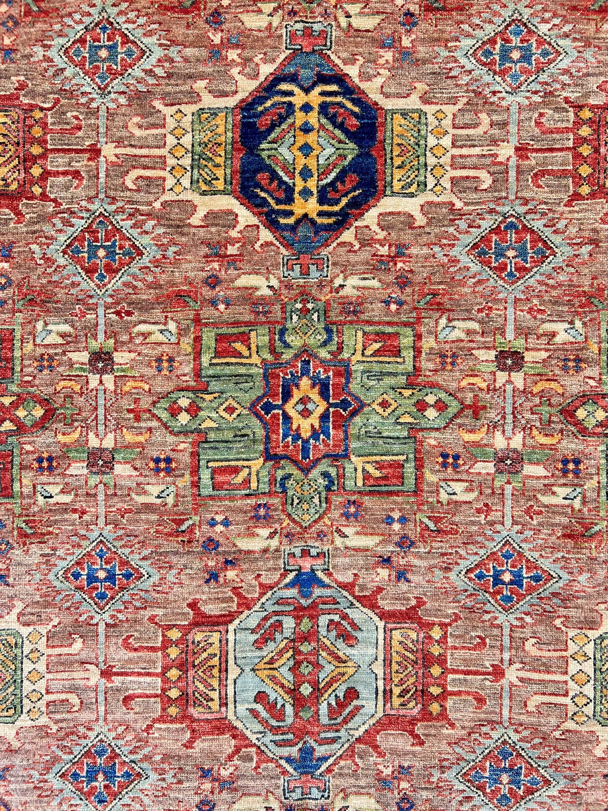 Afghan Karajeh (7'11"x9'08") brown/red