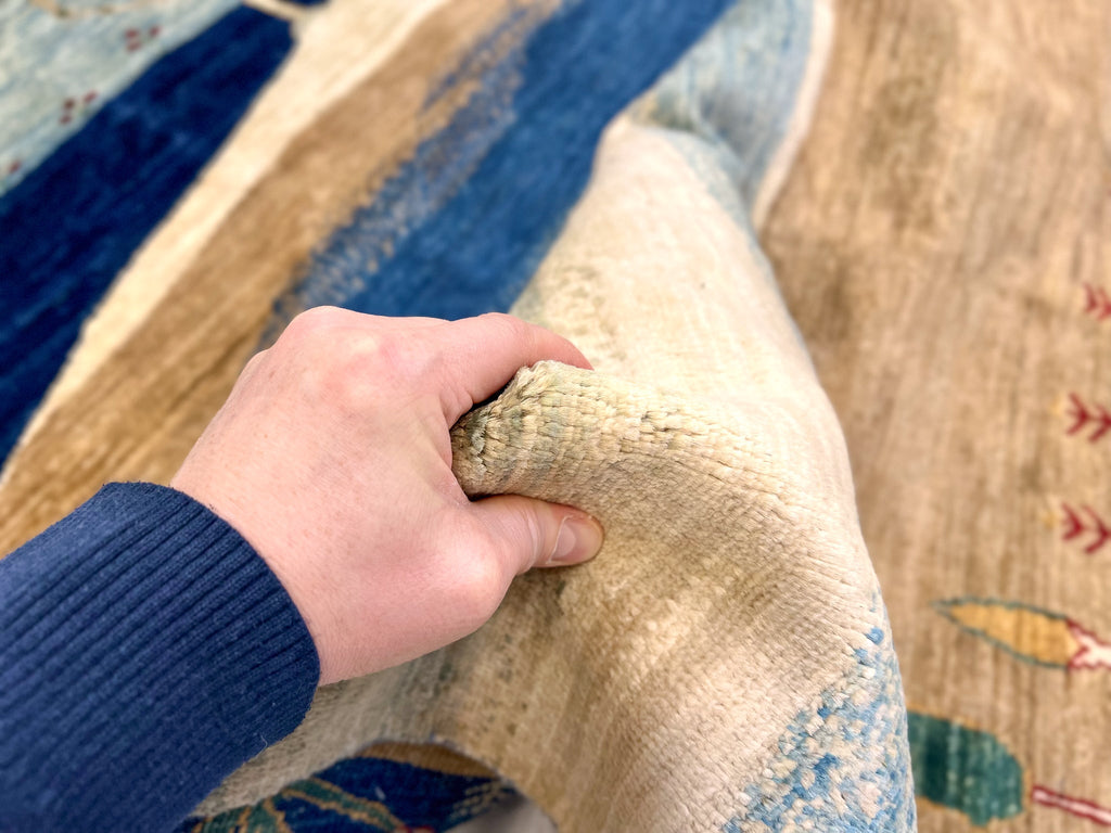Scenic Afghan Gabbeh (8'00"x9'07") blue/sand/ivory
