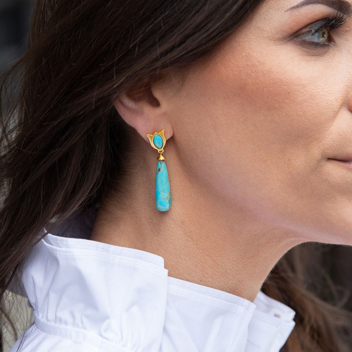Verona Tulip Drop Earrings - Turquoise - Shop Avnu