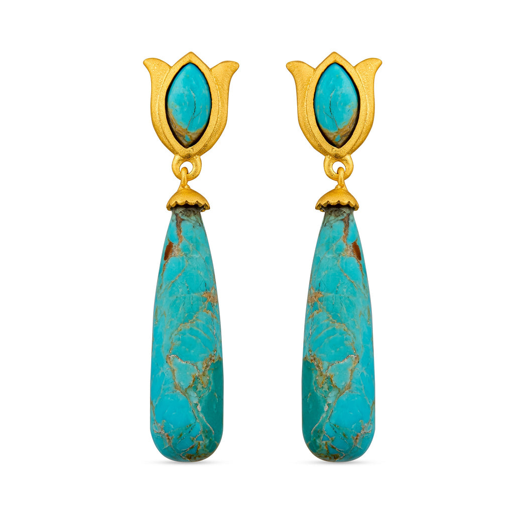 Verona Tulip Drop Earrings - Turquoise - Shop Avnu