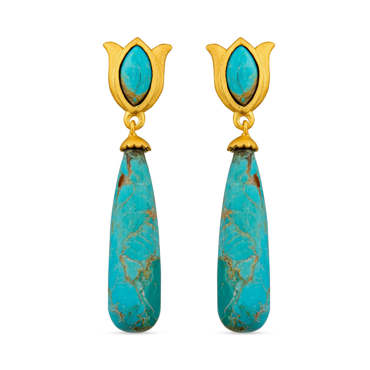 Verona Tulip Drop Earrings - Turquoise - Shop Avnu