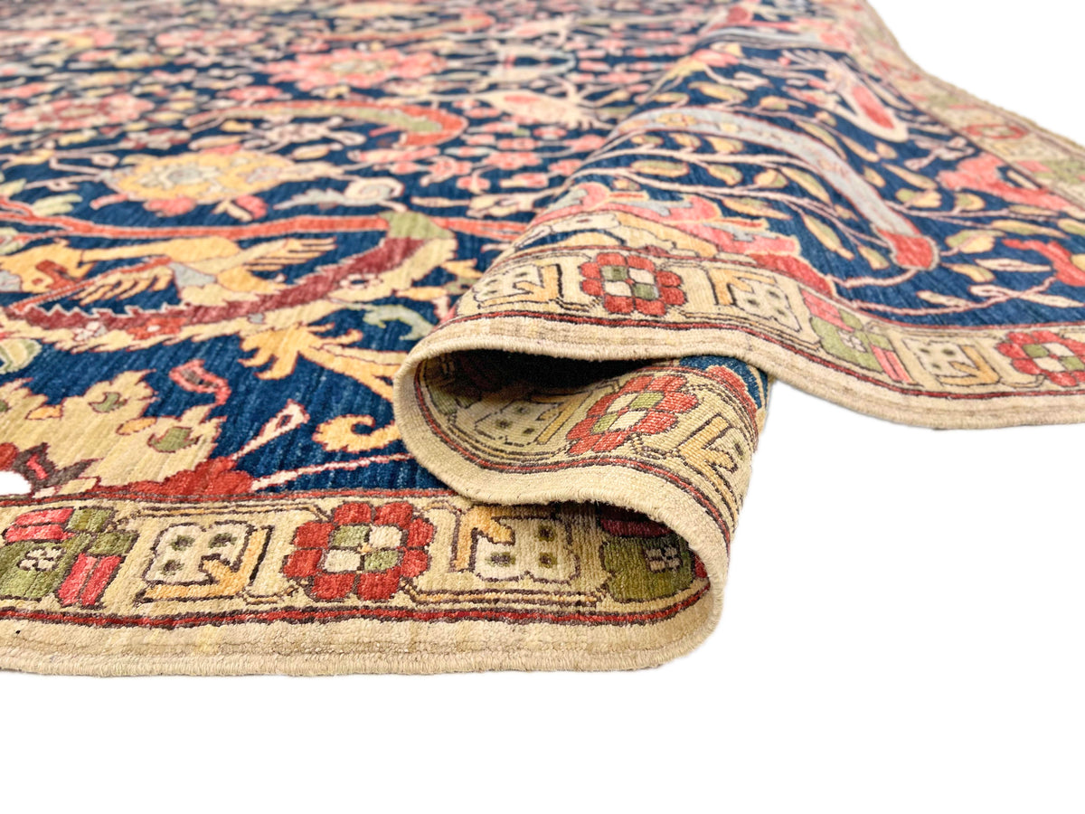 Afghan-made Bird of Paradise (9'03"x12'00") indigo