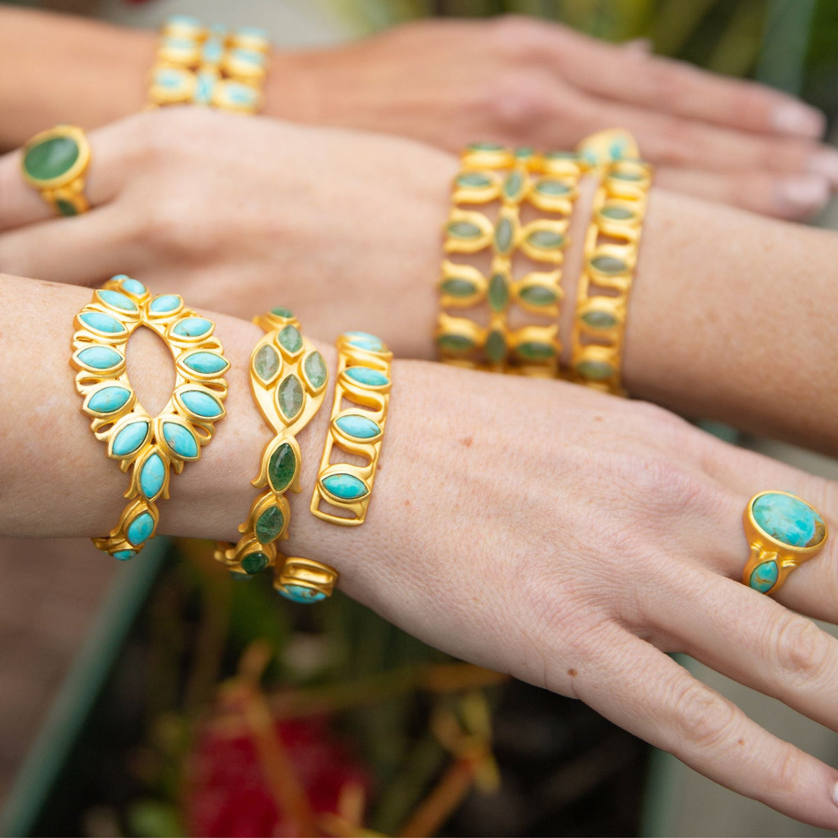 Water Lily Cuff - Turquoise - Shop Avnu
