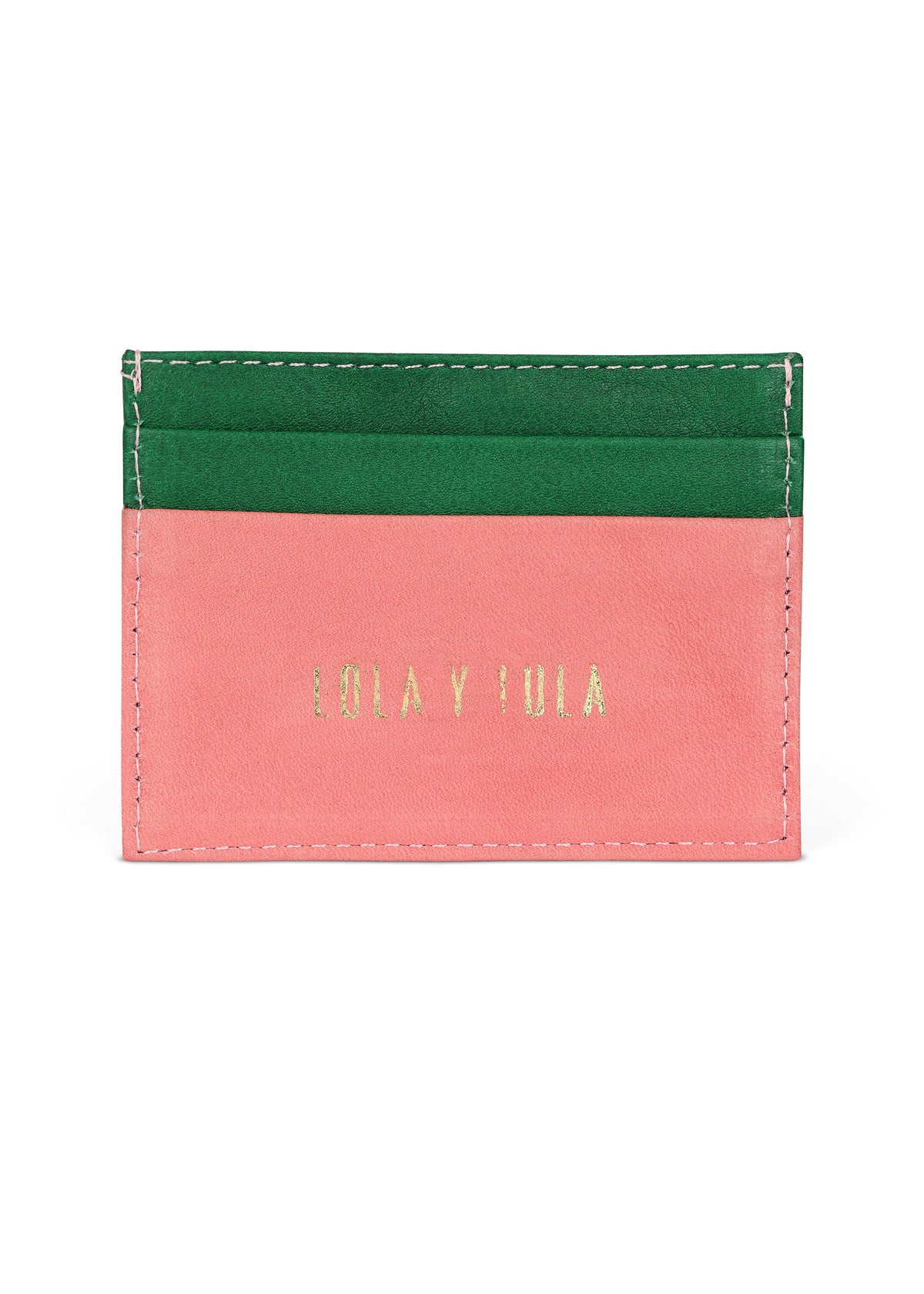 Jaguar Leather Card Holder Wallet Pink + Green