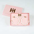 White with Gold Balls Hoop Earrings - Shop Avnu