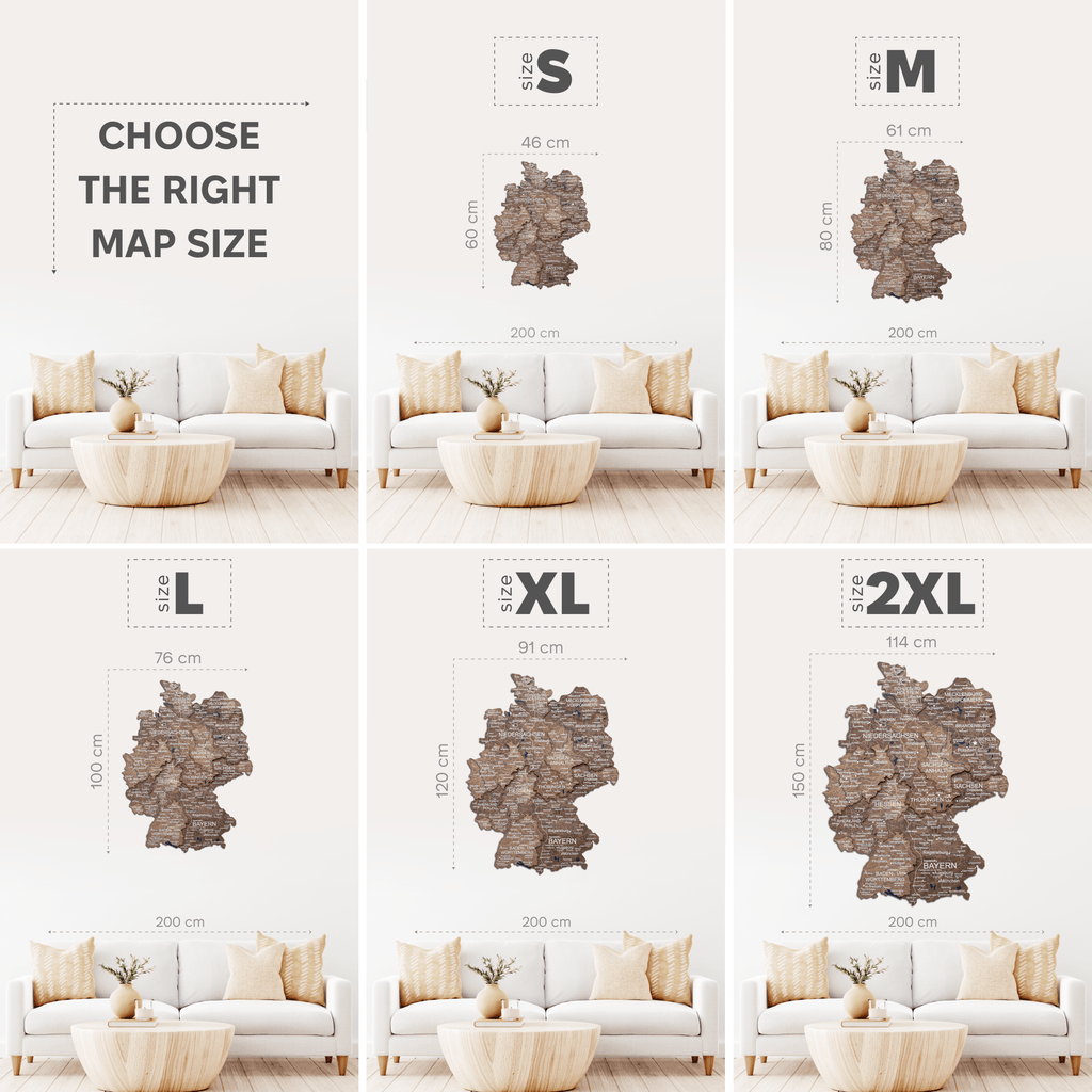 3D Germany Wooden Map Dark Walnut