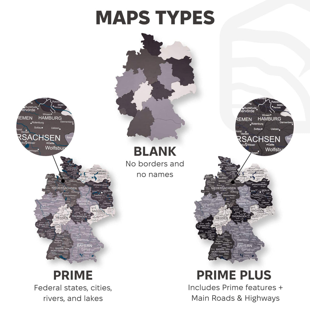 3D Germany Wooden Map Nordik