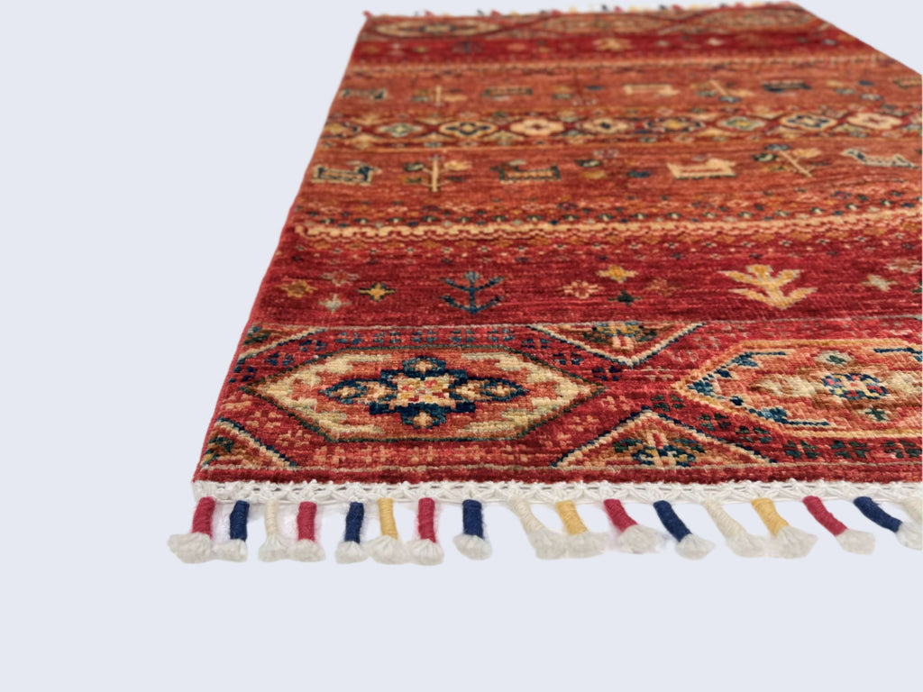 Afghan Khorjin-Gabbeh (2'00"x2'10") red/multicolor