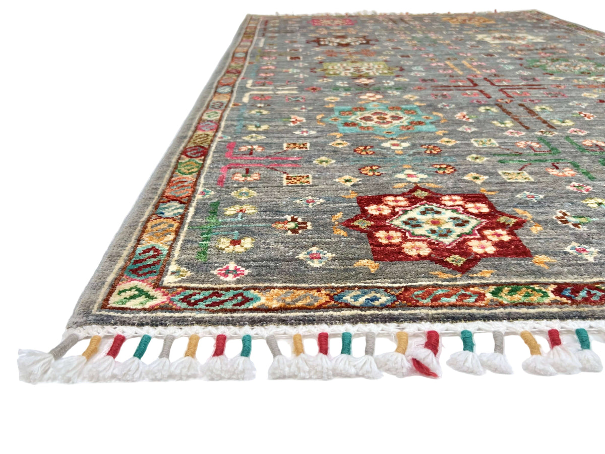Afghan Khorjin (3'04"x5'00") gray/pastel