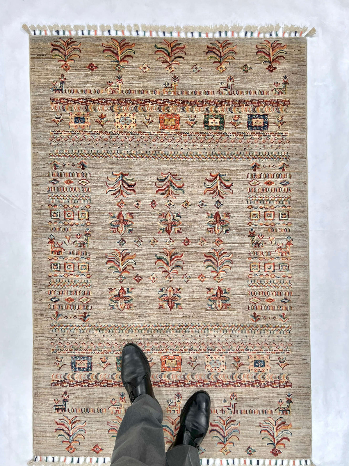 Afghan Khorjin (3'04"x5'00") silver/multicolor