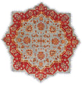 Afghan Made Scalloped Edge Rug (6'07"x6'08") gray/red