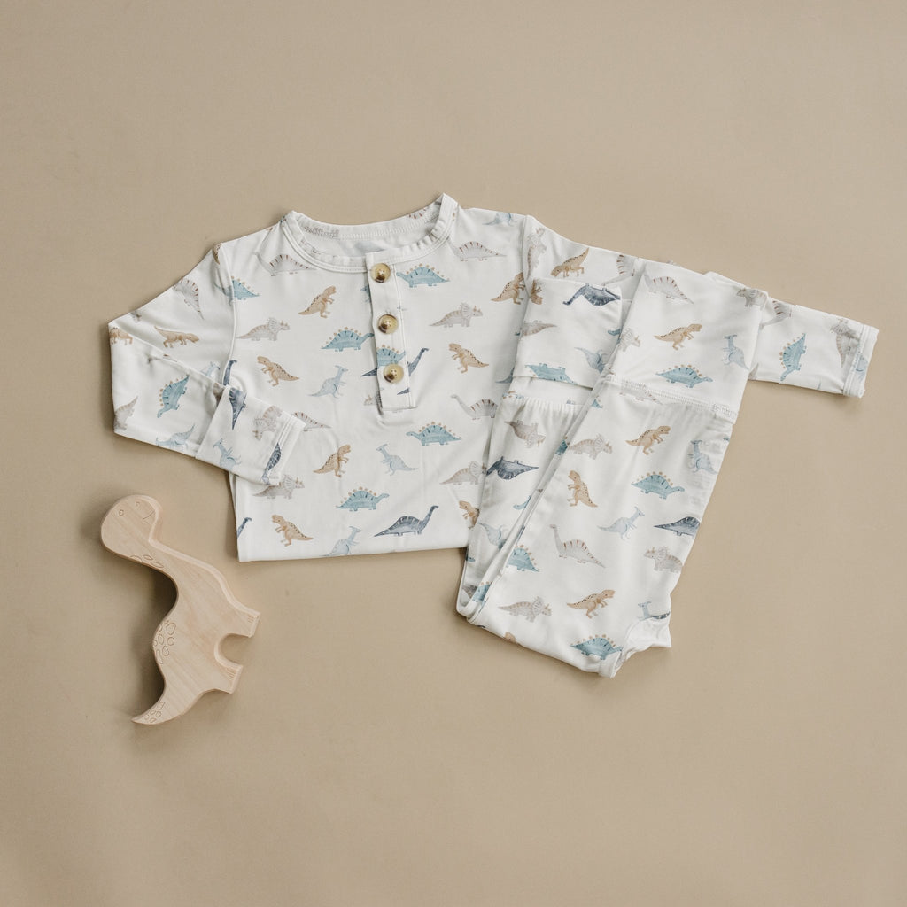 Snugglesaurus 2pc Henley Bamboo Pajamas - Sizes Newborn & Up! - Shop Avnu