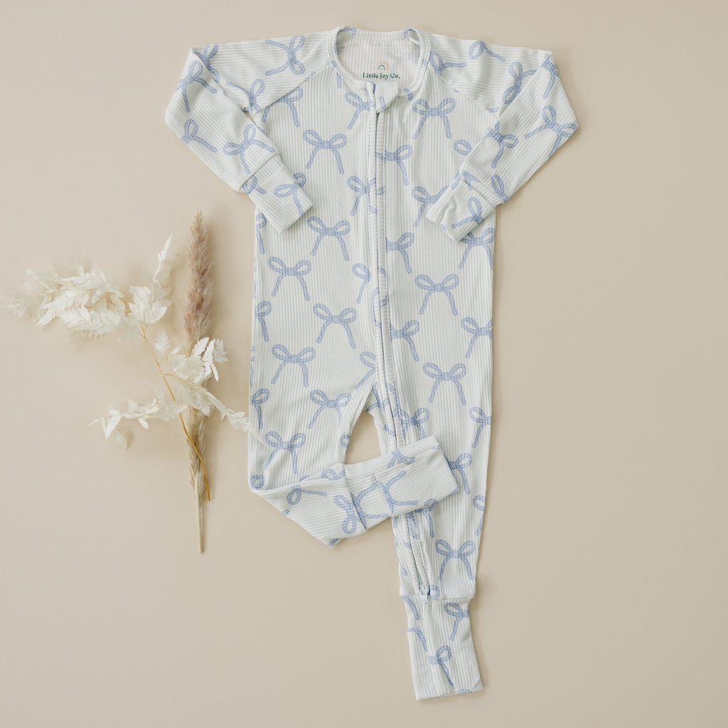 Blue Belle Ribbed Bamboo Zippy Pajamas - Shop Avnu
