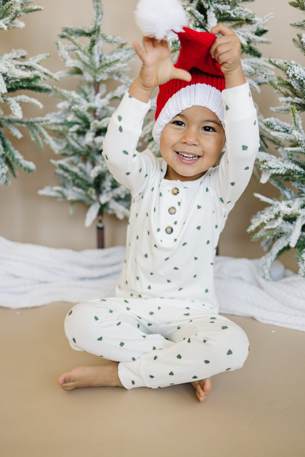 Tiny Trees Ribbed Bamboo 2pc Henley Pajamas - Shop Avnu