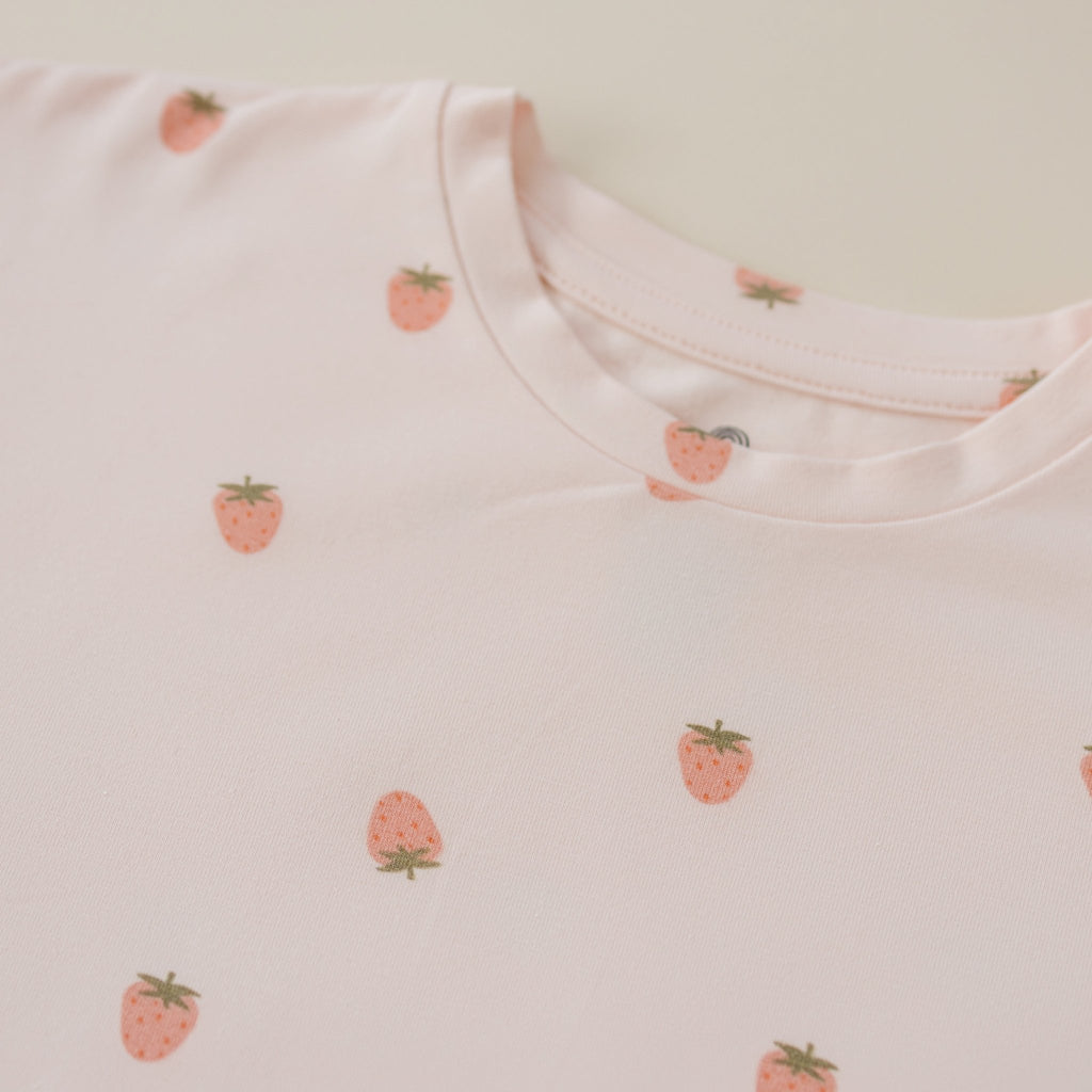 Organic Cotton Strawberry Print Shorts Set - Shop Avnu