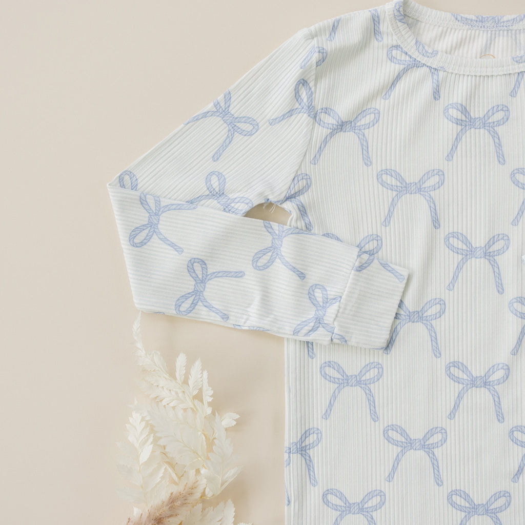 Blue Belle 2pc Ribbed Bamboo Pajamas - Shop Avnu